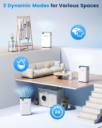 Електричний осушувач повітря Tag Hochleistungs, 20 л/день, з функцією сушки білизни, таймером та авторозморожуванням, для квартир, ванних кімнат та підвалів