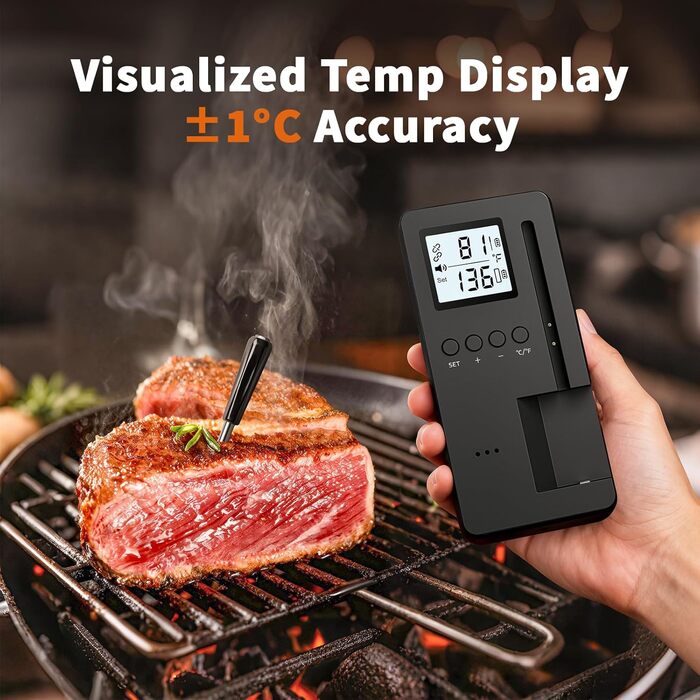 Bluetooth термометр для м'яса Luvan: бездротове підключення, IP67, для BBQ, гриля, духовки та фритюрниці