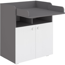 Комод для дитячої кімнати Shefa Wickelkommode 700 Teddy, білий - сучасний комод для немовлят, 47 x 70 x 86 см, білий/сірий