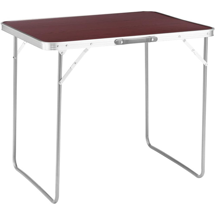 Складаний стіл BAKAJI PIC NIC Camping Table Стіл для пікніка з ручкою під дерево, 60 x 80 x 68 см, розбірний для використання на відкритому повітрі, алюміній, коричневий, стандартний