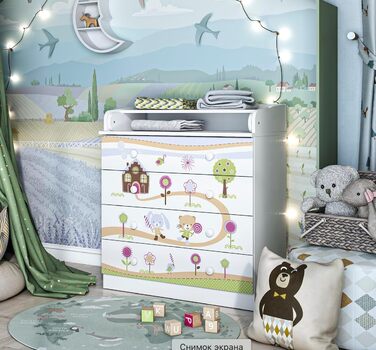 Комод-пеленальник Shefa Kids 800 білий - якісний комод з пеленальним столиком для дитячої кімнати