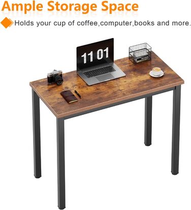 Комп'ютерний стіл SogesHome 120x60x75 см для дому та офісу, робоча станція, стіл для роботи, їжі та конференцій (80x40 см, ретро, чорний)