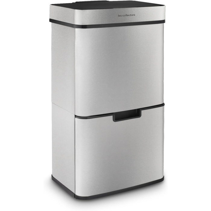 Сенсорний сміттєвий бак Les Collectionneurs №1012, 69л, 3 відсіки (47+11+11л), автоматичне відкривання, інфрачервоний датчик, тихе закривання, дизайн (срібло)