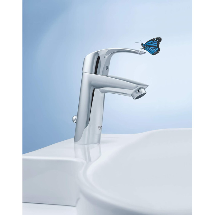 Змішувач для ванної кімнати Grohe Eurosmart, водозберігаючий, хром, з витяжною системою, 15 см, проста установка