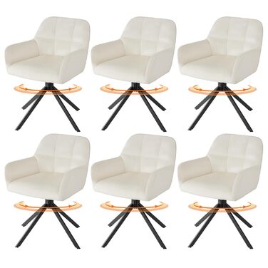 Крісла для обідньої зони Sweetcrispy (набір 2 шт), обертаються на 360°, для кухні, м'які, з підлокітниками, сталеві ніжки, до 120 кг, зелені (бежеві, 6 шт)