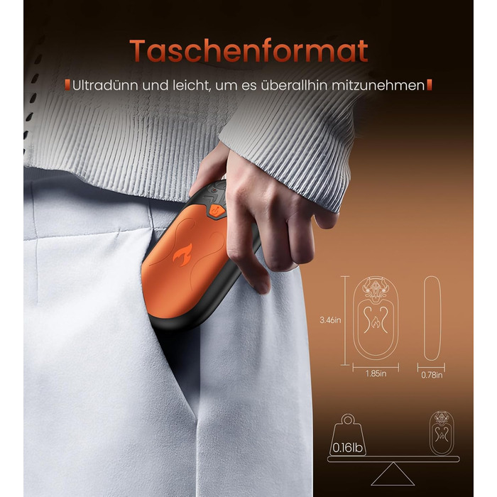 Електричні грілки для рук, 2 шт., перезаряджувані, з 24 годинами тепла та 3 режимами нагріву, для жінок, чоловіків, пацієнтів з ревматоїдним артритом, помаранчеві