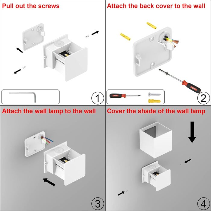 Klighten Настінний світильник з датчиком руху, 12W, IP65, 3000K, тепле біле світло, для вулиці/інтер'єру, регульований світловий потік