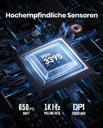 GravaStar Mercury M2 Бездротова Ігрова Миша з 26000 DPI, Сенсор PAW3395, 79г, 5 RGB-режимів, 5 програмованих кнопок, Tri-Mode (2.4GHz/Bluetooth/Кабель), для PC/Mac – Чорний