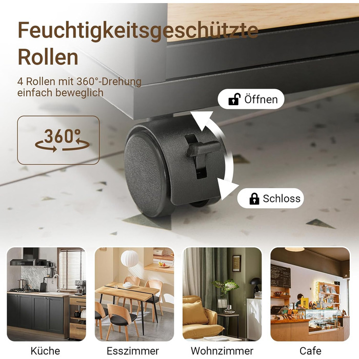 Шафка для ванної кімнати SoBuy з колесами, вузька шафка з 3 висувними ящиками, компактна тумбочка з дерева, навісна шафка для маленьких ванних кімнат, туалетів та кухонь, біла, 65x23x82 см, BZR54-W (чорний)