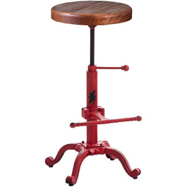 Topower Крісло-стілець у стилі ретро/вінтаж, фермерський дизайн, дерев'яний, поворотний, для кухні, регульована висота (Antique Red)