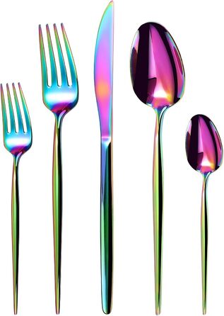 Набір столових приборів Regenbogen 30 предметів з нержавіючої сталі (6 осіб), кольоровий, для кухні/готелю/ресторану, преміум-якість, стійкий до миття в посудомийній машині