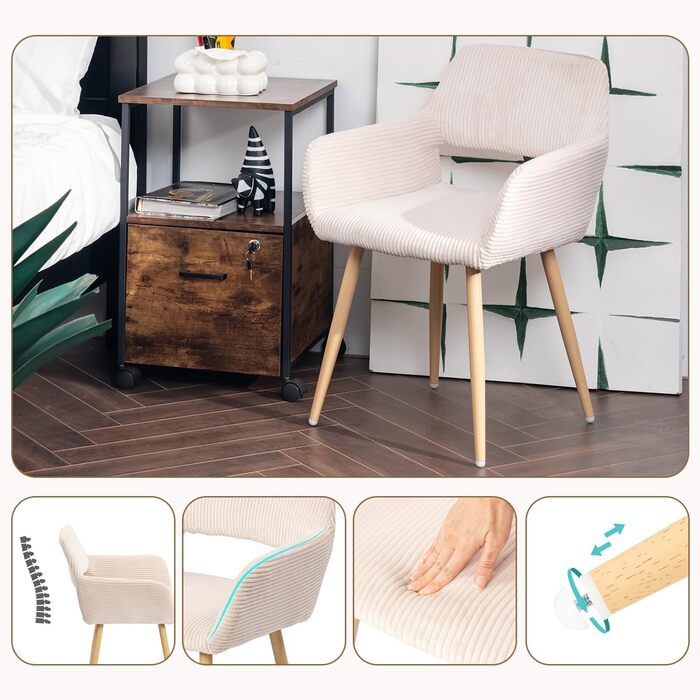 Крісла для їдальні Cosy 2 шт. - кухонні, вітальні, з підлокітниками, світло-бежеві