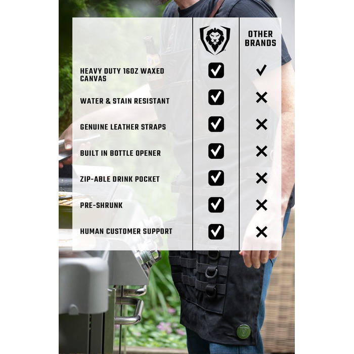 Фартук кухарський Dalstrong Professionelle Kochschürze – чорний, для приготування їжі та грилю, з регульованими лямками та сумкою для зберігання