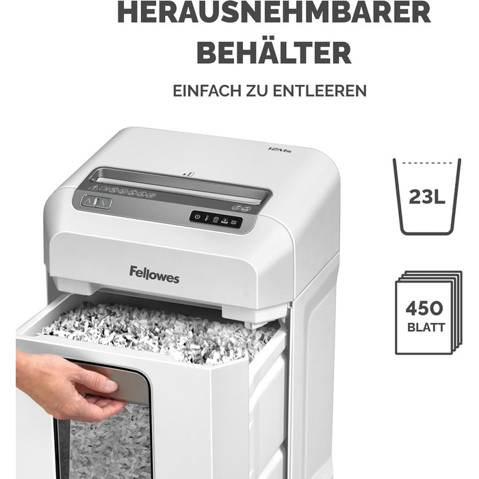 Шредер Fellowes Microcut P5: знищення 2000+ частинок/A4, 10 листів, Powershred 10M, для офісу/дому, 19л кошик, захист від несанкціонованого доступу