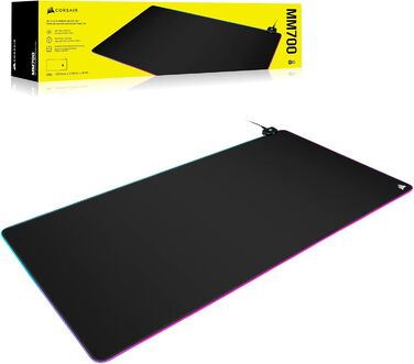 Килимок для миші Corsair MM700 RGB Extended - великий, 930x400 мм, з підсвічуванням RGB, хаб USB, чорний