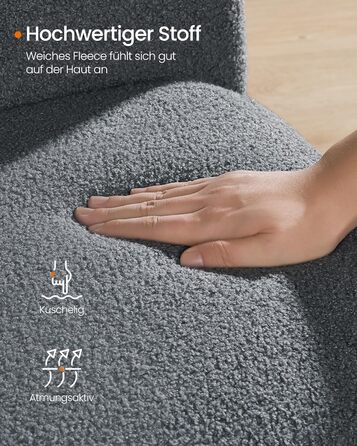 Крісло-гойдалка SONGMICS HOME з підлокітниками, для вітальні та спальні, сірий, до 136 кг, LYY500G01