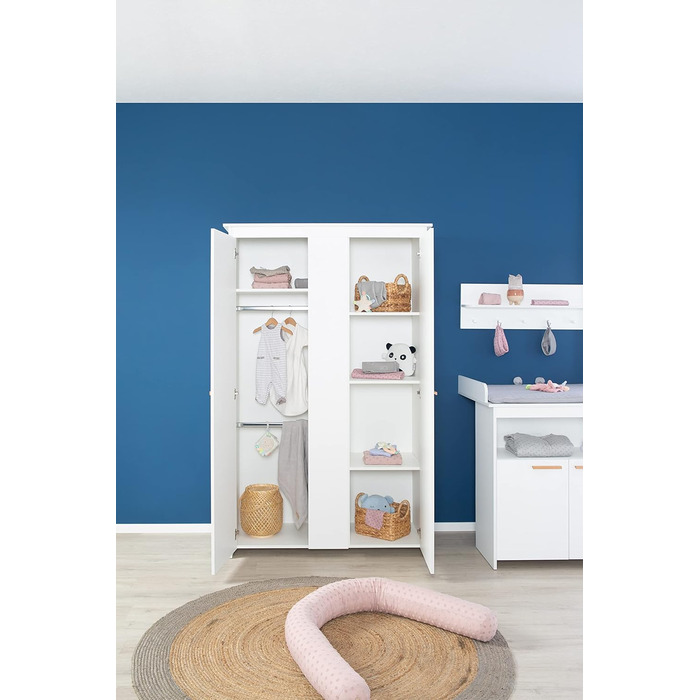 Комплект для дитячої кімнати Roba 'Антон' білий: пеленальний столик з 2 дверцятами, 1 поличкою, висота 90 см, пеленальний вкладиш