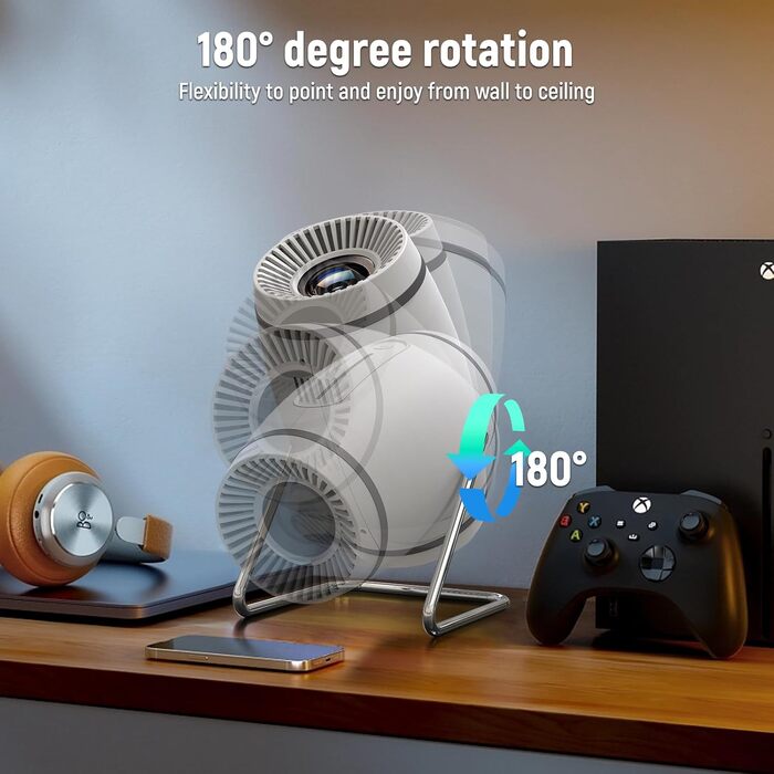 Портативний міні проєктор 4K з Wi-Fi 6 та Bluetooth 5.4: домашній кінотеатр з підтримкою HDMI, USB та PS5