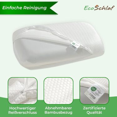 Ортопедична подушка OrthoDual з Dual Memory Foam для сну на боці - підтримка шиї, зменшення болю в шиї (60x35x9,5/12)