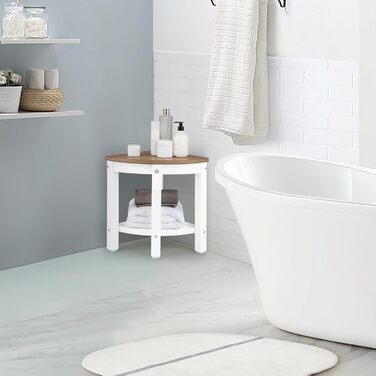 Крісло для ванної кімнати RELAX4LIFE з ручками та полицею, до 150 кг, коричнево-біле (Модель 1)