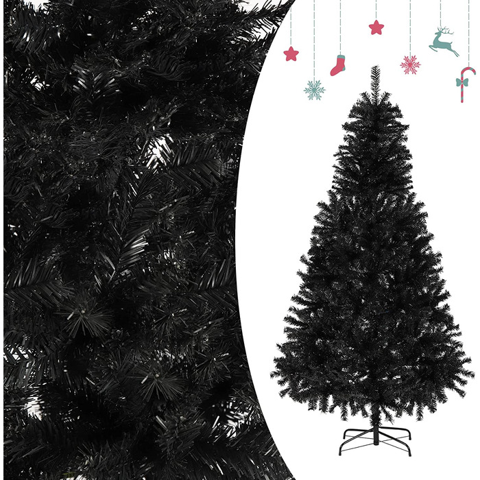 Ялинка САЛКАР штучна з 868 вершинами, ялинка штучна швидкого будівництва з урахуванням рослинності. Підставка для різдвяної ялинки, Різдвяна прикраса - 2,1 м (Чорний, 180 см)