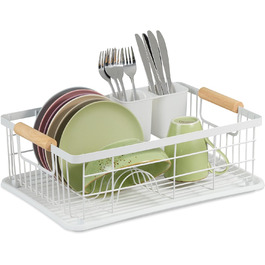 Підставка для посуду та кошик для столових приборів, підставка для посуду, (біла)