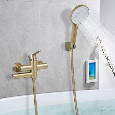 Набір змішувач для ванни PHASAT з душовою лійкою, чорний, настінний монтаж, PTBB13E