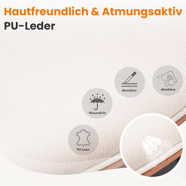 Барний стілець YOUTASTE з вигнутого дерева, 1 шт., 360° обертання, з підлокітником та підніжкою, PU-шкіра, білий