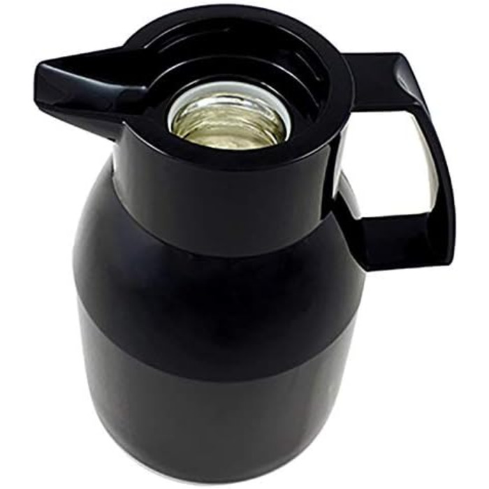 Термос Wash Thermoskanne чорного кольору 1л, зберігає напої гарячими та холодними до 6 годин, з подвійним скляним вкладишем, щільний гвинтовий ковпачок, придатний для миття в посудомийній машині