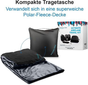Набір для подорожей Proglobe: подушка для шиї, маска для сну, навушники, ковдра та сумка. 100% Memory Foam