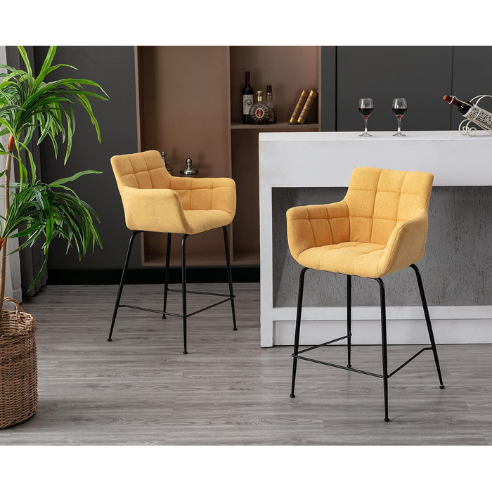 Набір барних стільців, 4 шт., зелений, сучасний дизайн, металеві ніжки, м'яке сидіння з фrotée, для кухні, кафе, бару