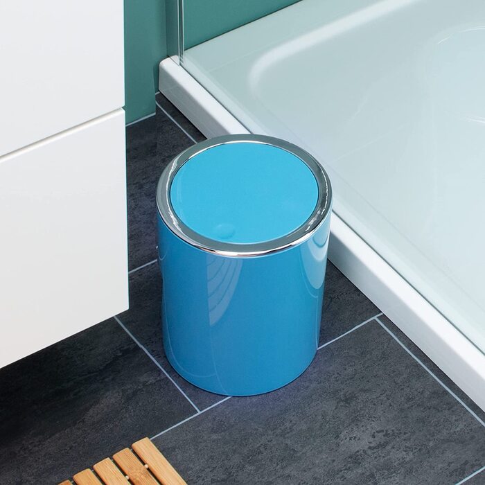 Косметичне відро Savona серії bremermann для ванної кімнати з відкидною кришкою, пластикове відро для ванни, об'ємом 5,5 літра (синє)