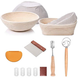 Набір для випікання хліба Yaani: гільзи для бродіння (2 шт.), щітка для тіста, ніж для хліба, 22 см та 25 см