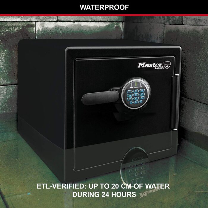 Master Lock Сейф вогнестійкий та водонепроникний з кодовим замком, потрійний захист (пожежа, вода, перевезення), електронний код, 33.6L, 45.3 x 41.5 x 49.1 см