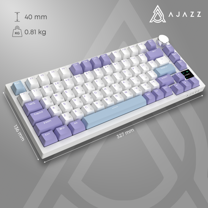 Бездротова механічна клавіатура Ajazz AK820 PRO PRO 75% Gift Switch White RGB   (AK820PRO-G-PWB)
