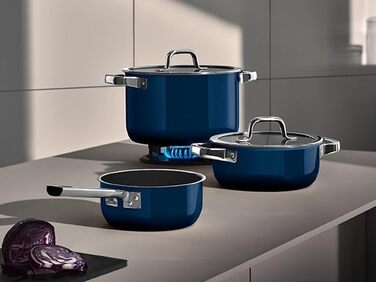 Набір каструль WMF Fusiontec 4 предмети, індукція, нержавіюча сталь, чорний (16/20/24 см) - Німеччина