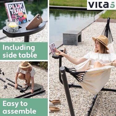 Гамак з підставкою Vita5 для двох осіб, вуличний двопомісний гамак з сумкою для перенесення, витримує до 200 кг, для саду, тераси та балкона