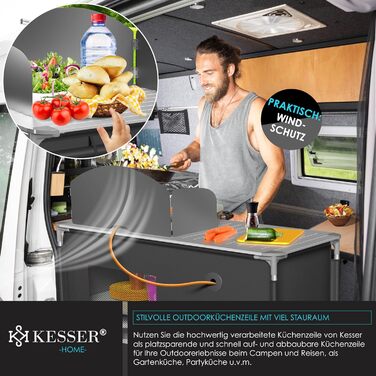 Кухонний бокс KESSER для кемпінгу F4 Anthrazit з алюмінієвою рамою та сумкою для перенесення