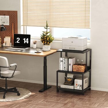 Підставка для принтера CAIYUN з колесами, 3 рівня, чорна, 30x44x65 см