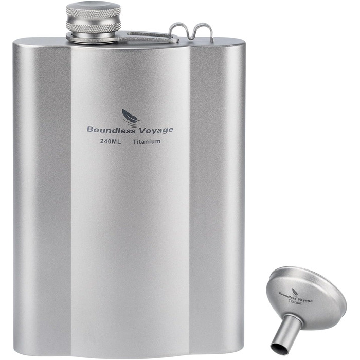 Фляга з титану iBasingo 180 мл - Ultraleichter Flachmann для алкоголю, подорожей, кемпінгу. Ti3071D