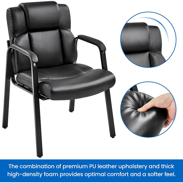 Крісла їдальні Yaheetech (2 шт.) з підлокітниками, чорні, штучна шкіра | Стільці для кухні, вітальні, офісу