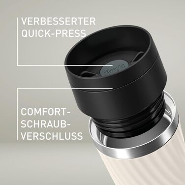 Термокружка Emsa Travel Mug Classic Twist, 0.36 л, кремовий, з кришкою Quick-Press, з нержавіючої сталі