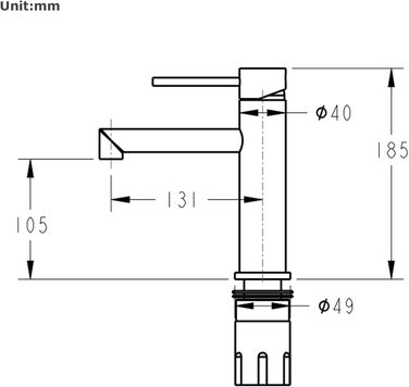 Змішувач для ванної кімнати ONECE, чорний, з висувною лійкою, 105 мм, одноручка, нержавіюча сталь