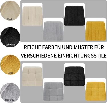 Набір з 4-х оббитих стільців для їдальні з металевими ніжками, льонова тканина, шаховий візерунок, для вітальні, спальні, кухні, лоджії, рецепції, бежевий колір