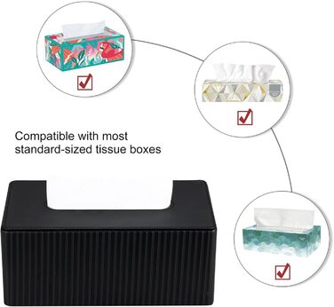 Стильна коробочка для серветок KingFOM з PU шкіри, чорного кольору, прямокутної форми - для вітальні, ванної кімнати та офісу