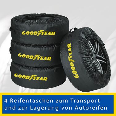 Сумки для шин Goodyear з 600D поліестеру, чорні, водовідштовхувальні, захист від УФ, набір 4 шт.