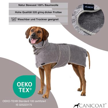 Халат для собак CANICOAT Lavari, 100 бавовна, сертифікований Oeko-TEX (розмір 5, світло-сірий)