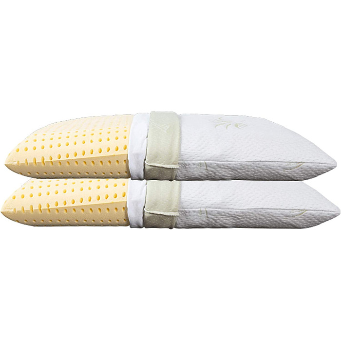 Ортопедичні подушки EVERGREENWEB 2 шт. з віскоеластичної піни 40x70x12 см з чохлом з алое вера. Виробництво Італія.