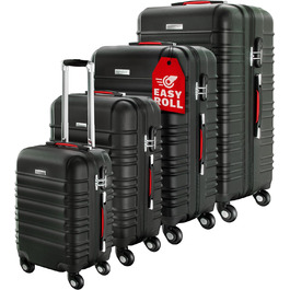 Набір валіз Monzana Базовий жорсткий чемодан S-M-L-XL гелеві ручки 4 колеса ABS жорсткий чохол замок ніжки візок на колесах валіза дорожня валіза набір з 4-х чорних