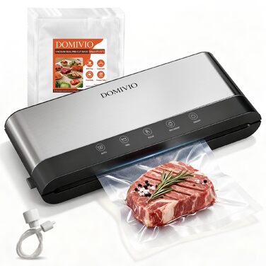 Вакууматор для продуктів з нержавіючої сталі SJ2085: потужність 85 кПа, режими «Сухий/Вологий», подвійна герметизація, LED-панель та зовнішній відсмоктувач, 20 пакетів у комплекті